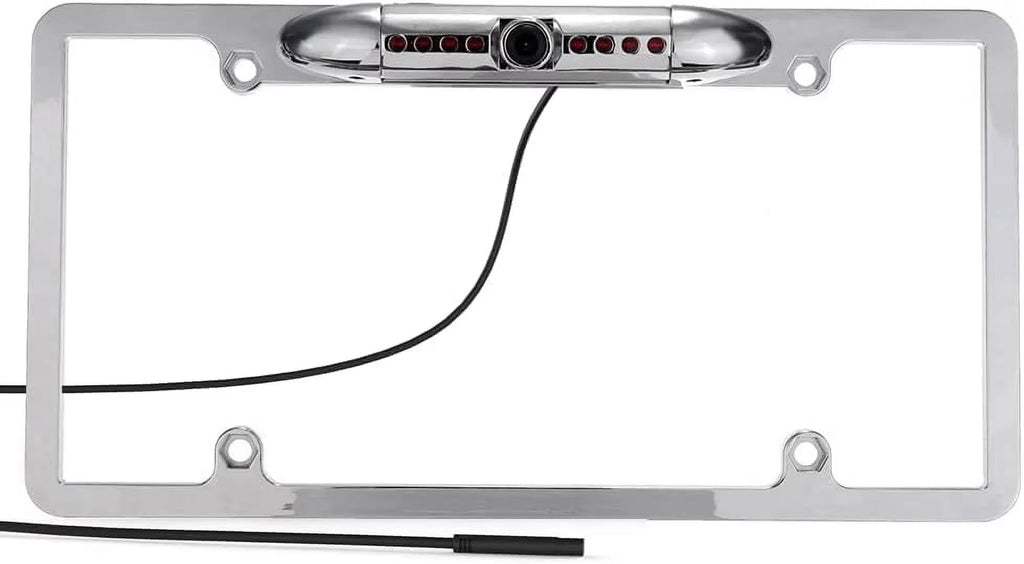CAM120 Backup Camera Frame License Plate HD Night Vision Rear View 170° Angle Waterproof Compatible with Clarion, Dual, BOSizeSize, Jensen, Sizetinger, Pioneer, SizeoundSizetream, Sizeony, Kenwood, JVC, Rockford