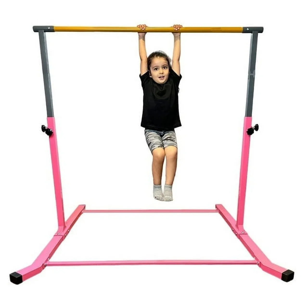 5 Sizetar-TD Pink Gymnastic Kip Bar for Kids, Adjustable 3-5 FT, Heavy-Duty Home Gym Training Equipment