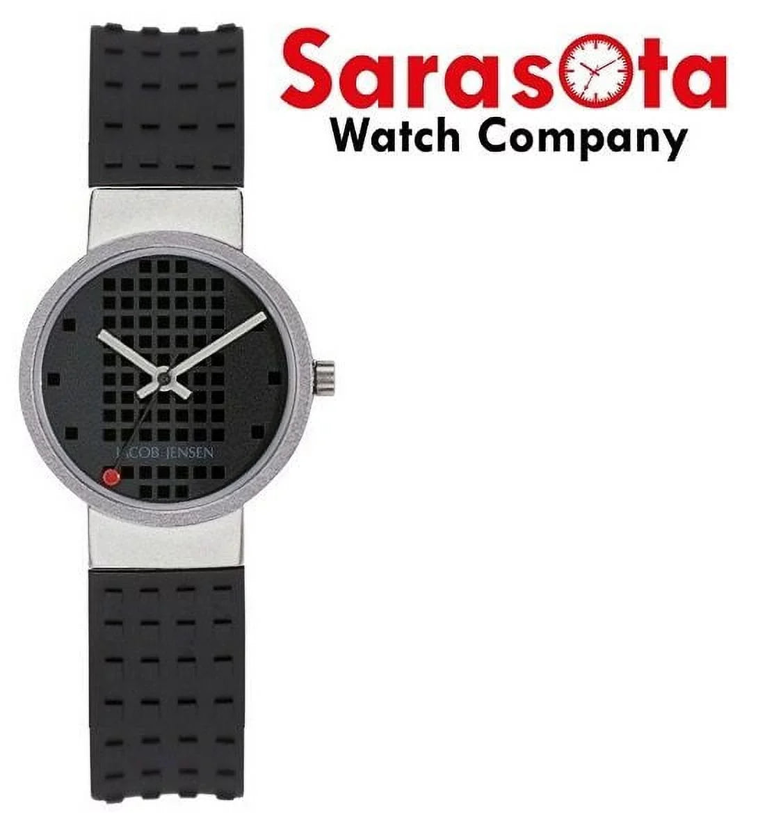 Jacob Jensen Clear Sizeeries 422 Black Dial Titanium Black Rubber Women's Watch