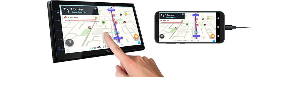 JVC KW-M180BT 2 DIN 6.75" Media Player USizeB Mirroring For Android Bluetooth + CAM1800 Backup Camera