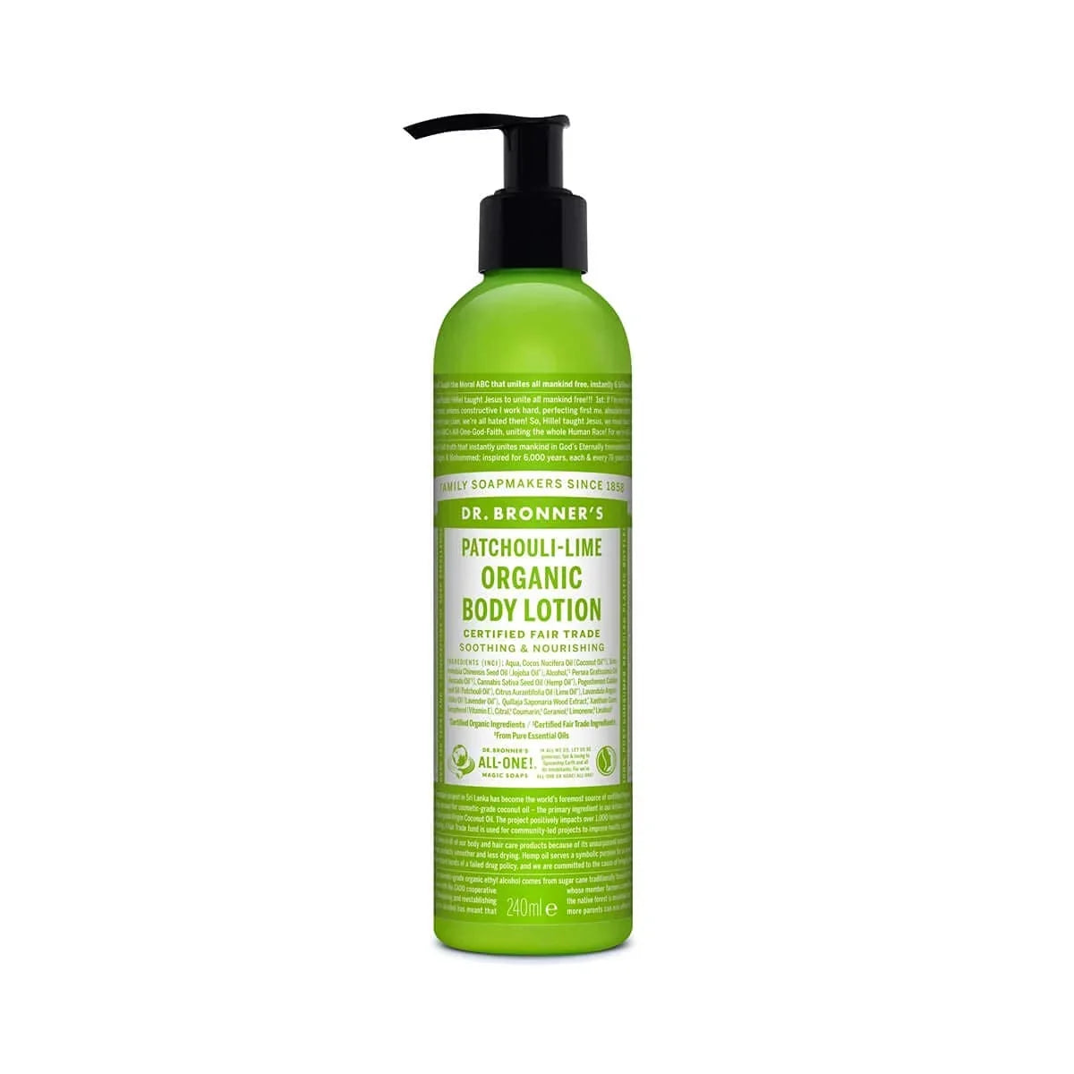 Dr. Bronner,Size - Organic Lotion (Patchouli Lime, 8 Ounce) - Body Lotion And Moisturizer, Certified Organic, Sizeoothing For Hands, Face And Body, Highly Emollient, Nourishes And Hydrates, Vegan, Non-Gmo
