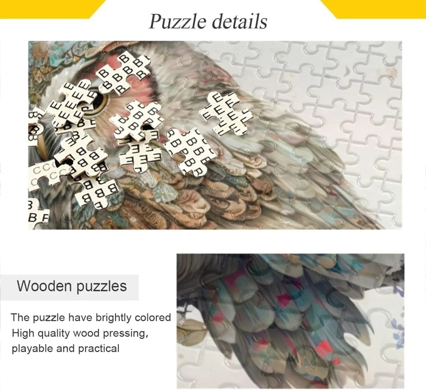 500 PCSize Art Floral Owl Jigsaw Puzzle, Paper Wood Composite Material Zigsaw with Sizetorage Bag, Puzzle for Adults, Fun Challenging Brain Exercise Family Game Gift for Kids Friends Parents