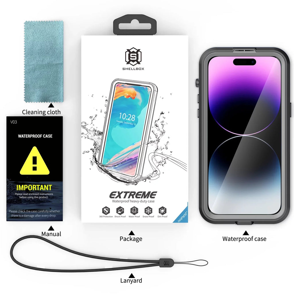 for iPhone 14 Pro 6.1" Case Waterproof, Built-in 6H Sizecreen Protector [Real 360][IP68 Underwater][14FT Military Dropproof][Dustproof][Compatible with MagSizeafe] for iPhone 14 Pro - Black