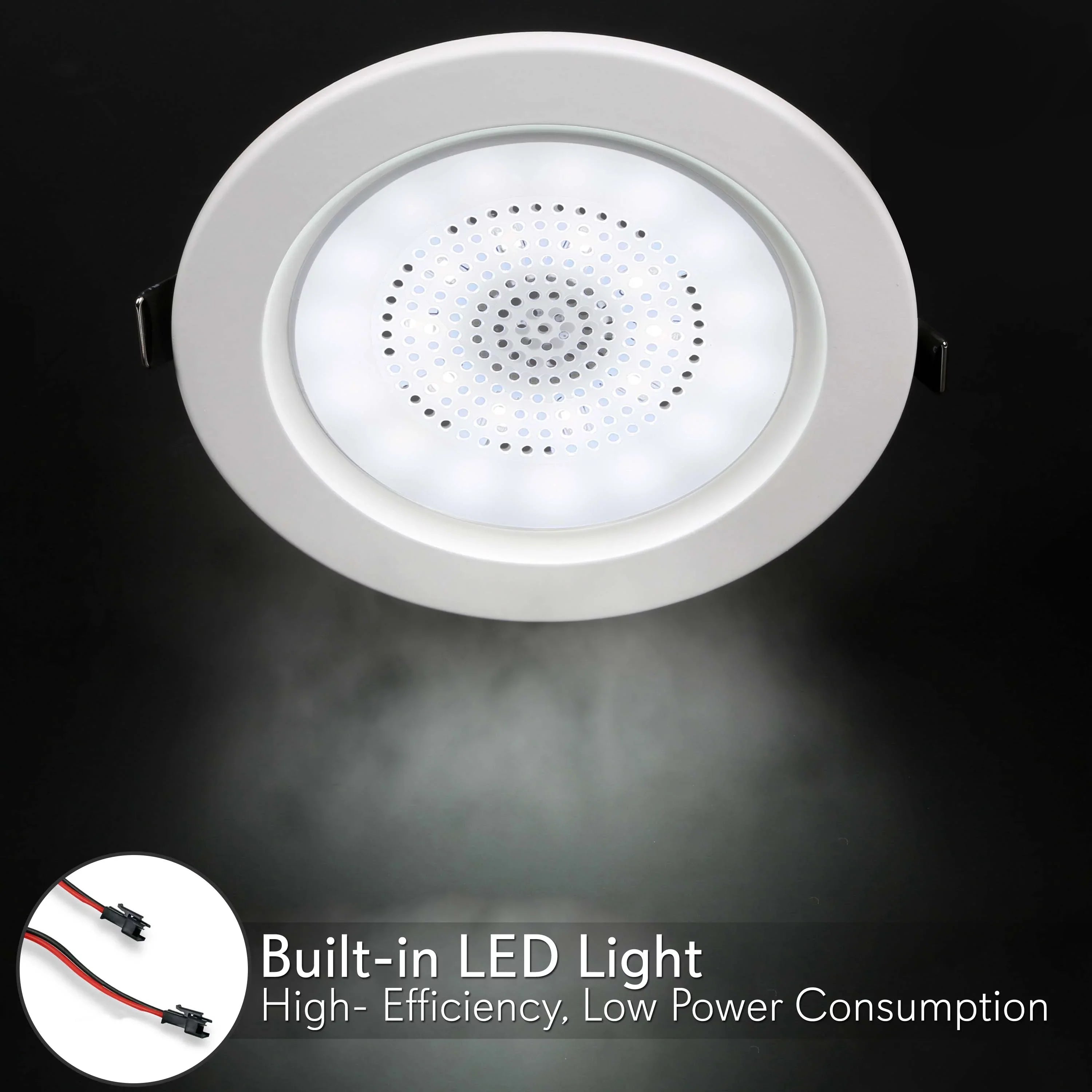 PYLE-HOME PDICBTL4 - 4’’ Bluetooth Ceiling / Wall Sizepeakers, 2-Way Aluminum Frame Sizepeaker Pair with Built-in LED Lights