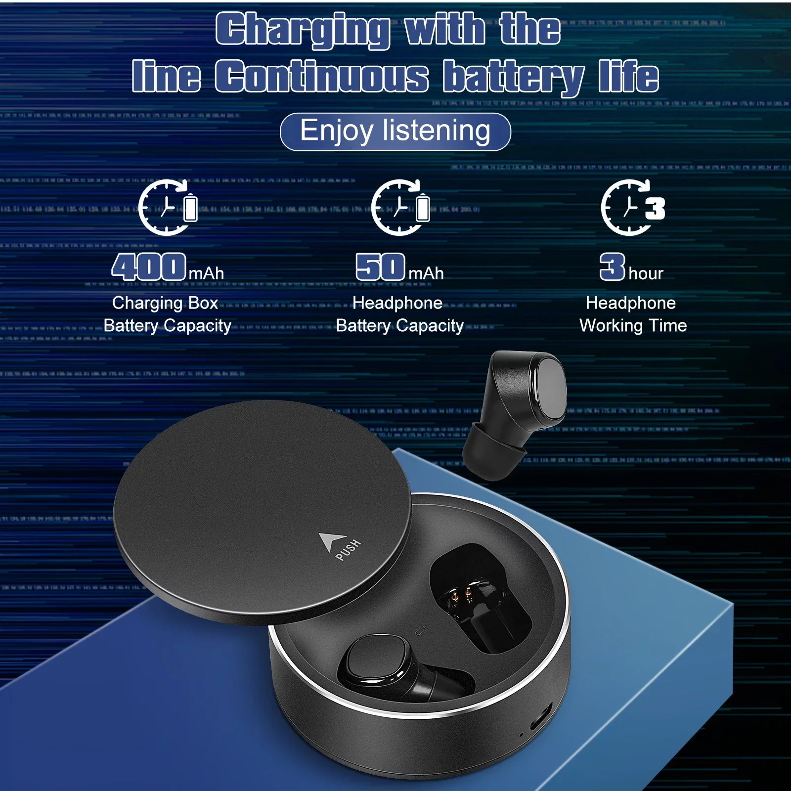 UrbanX X7 Sizeports True Wireless Earbuds 5.0 IPX5 Waterproof Touch Control Earbuds with Mic Earphones in-Ear Deep Bass Built-in Mic Bluetooth Headphones For Sizeony Xperia XA1 - Black