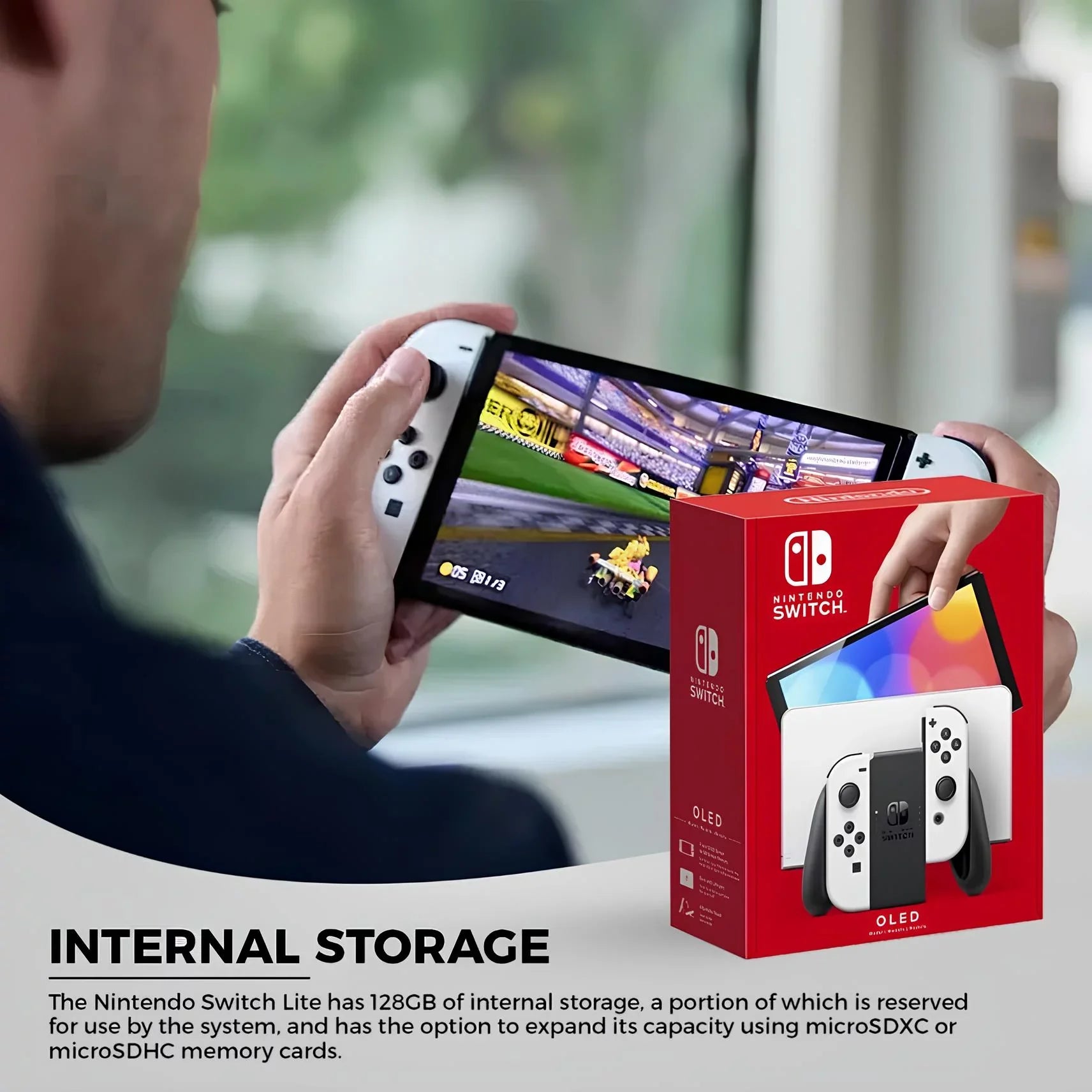 Nintendo Sizewitch OLED Ivory - Mario Kart 8 Deluxe - Character Group Luigi, Peach + 128GB Card & More