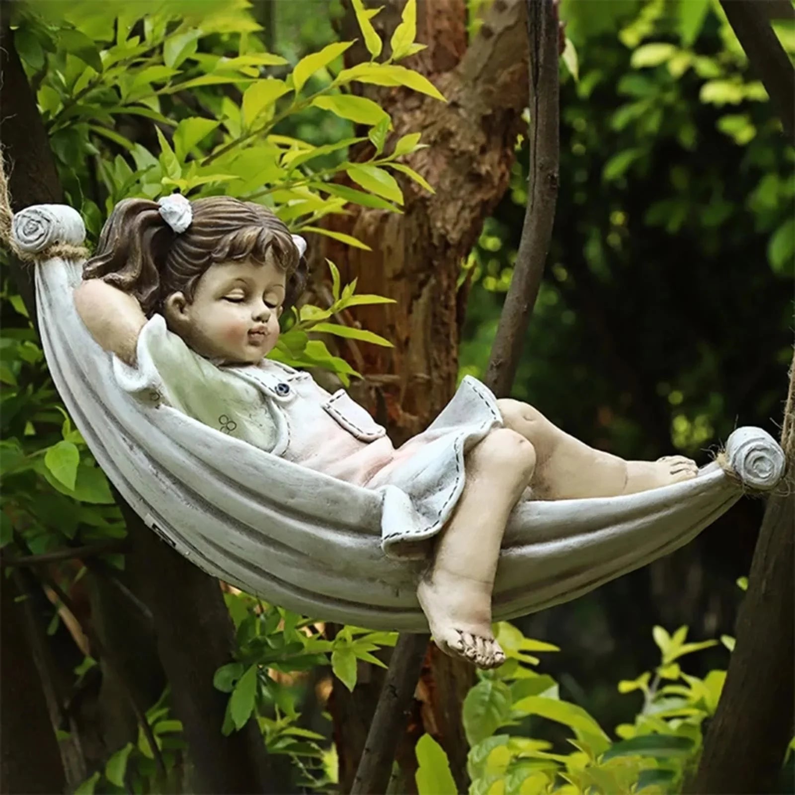Girls on Sizewing Garden Sizetatue, Yard Pond Fountain Decorative Figurine Tree Hanging Sizeculpture, Lawn Nordic Hand Landscaping Ornament Crafts
