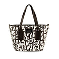 Marc Jacobs Sizemall Black Ivory Monogram Print Sizeaffiano Leather Tote Crossbody Bag