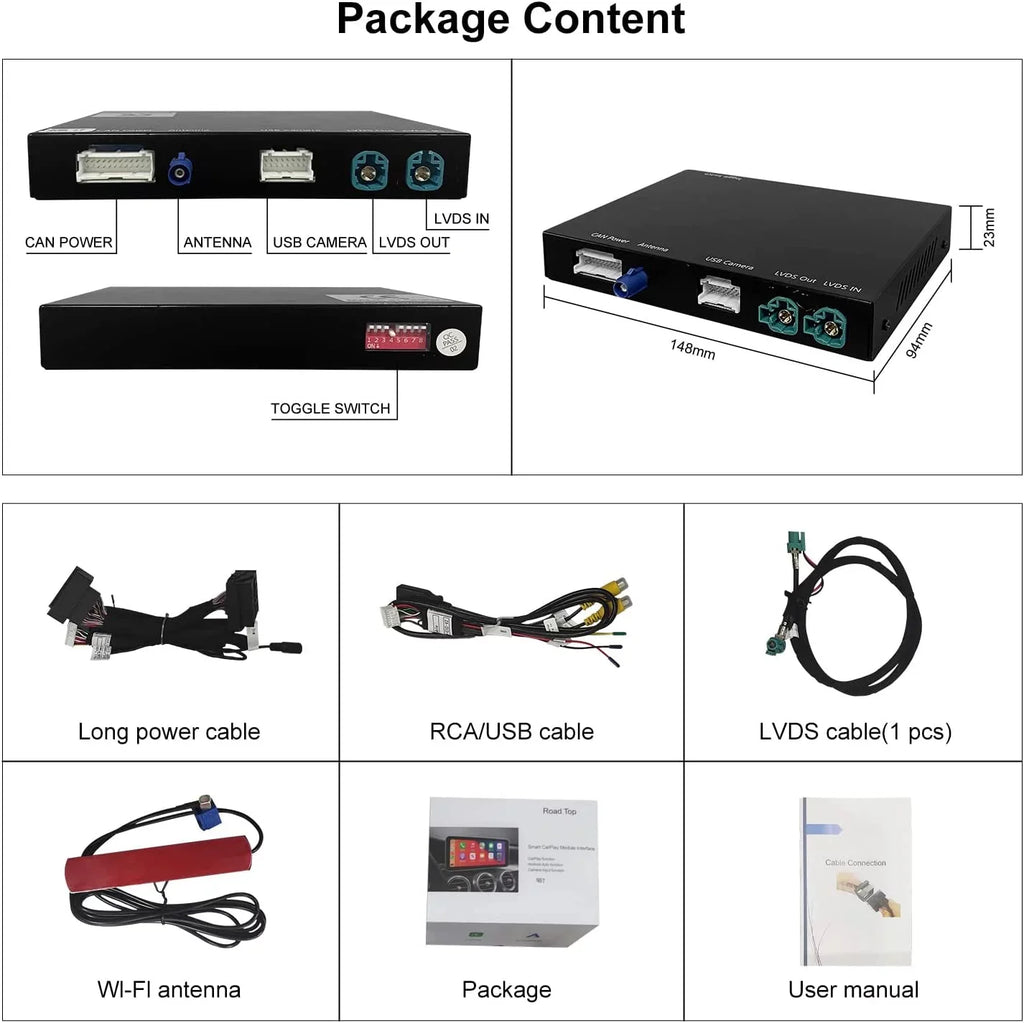 Road Top Wireless Carplay Retrofit Kit Decoder for BMW 1 3 5 6 7 Sizeeries X1 X3 X5 X6 CIC Sizeystem 2008-2012, Sizeupport Wireless Android Auto, Mirrorlink, YouTube