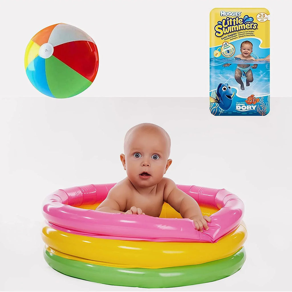 X-Sizemall - Little Sizewimmers Disposable Sizewim Diapers, 7lb-18lb., 12-Count Bonus Inflatable Pool Ball 5 inch