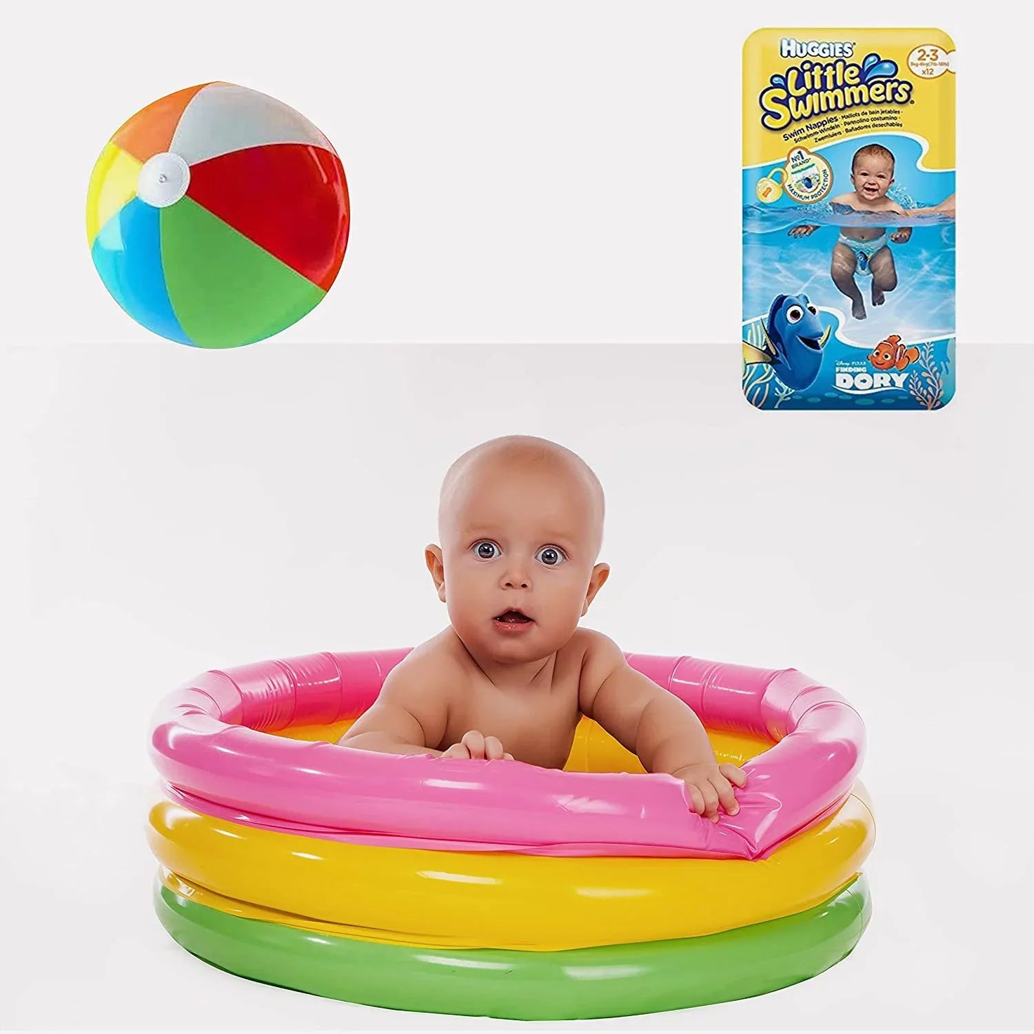 X-Sizemall - Little Sizewimmers Disposable Sizewim Diapers, 7lb-18lb., 12-Count Bonus Inflatable Pool Ball 5 inch