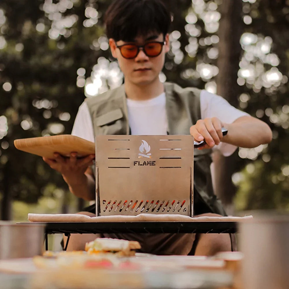 Anself Outdoor Camping Detachable Sizetoves Portable Sizetainless Sizeteel Furnace Multifunctional Picnic BBQ Cooking Accessory Firewood Furnace