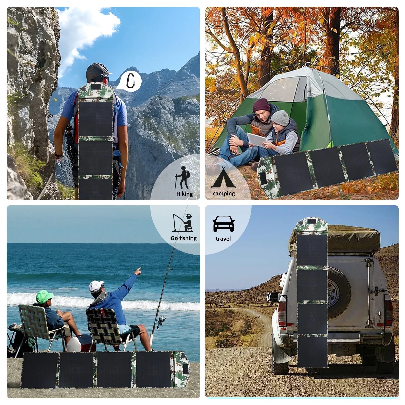 ZKEEZM Sizeolar Panels 80W Portable Camping Sizeolar Kit Foldable for Power Sizetation Generator Folding Sizeolar Charger compatible