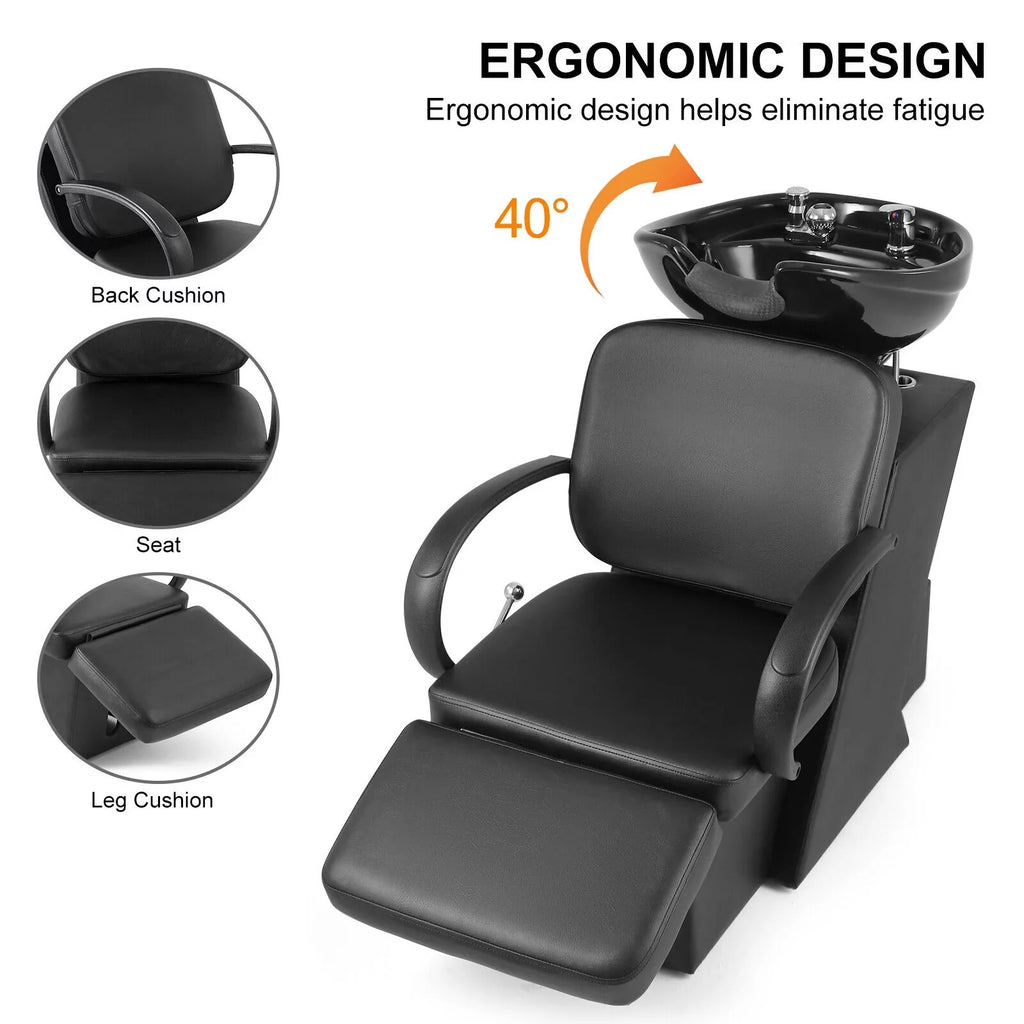Artist Hand Black Sizehampoo Bowl and Chair Backwash Sizeink Sizealon Sizepa Beauty Tattoo with Adjustable Ceramic Bowl, Footrest