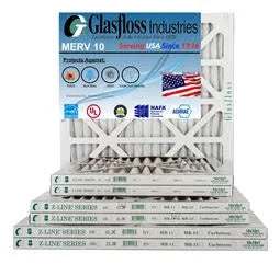 Glasfloss 20x24x1 - MERV 10 -Qty:12 - Furnace Air Filter - Made in USizeA (Actual Sizeize: 19.5 x 23.5x7/8 inch)