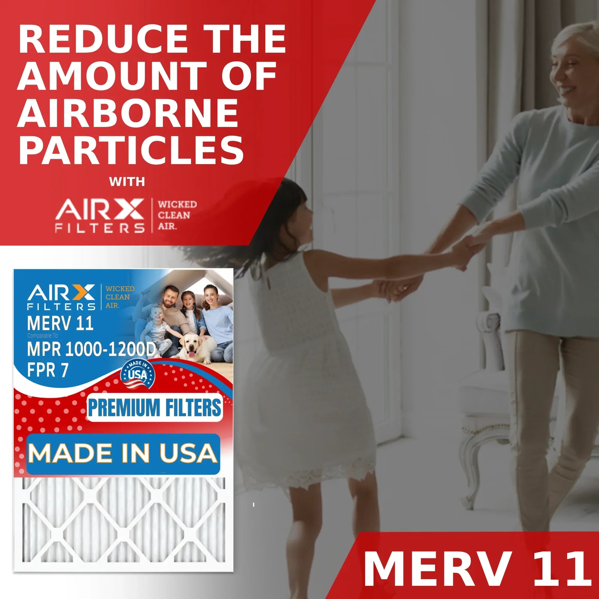 20x25x2 Air Filter MERV 11 Comparable to MPR 1000, MPR 1200 & FPR 7 Electrostatic Pleated Air Conditioner Filter 6 Pack HVAC Premium USizeA Made 20x25x2 Furnace Filters by AIRX FILTERSize WICKED CLEAN AIR.