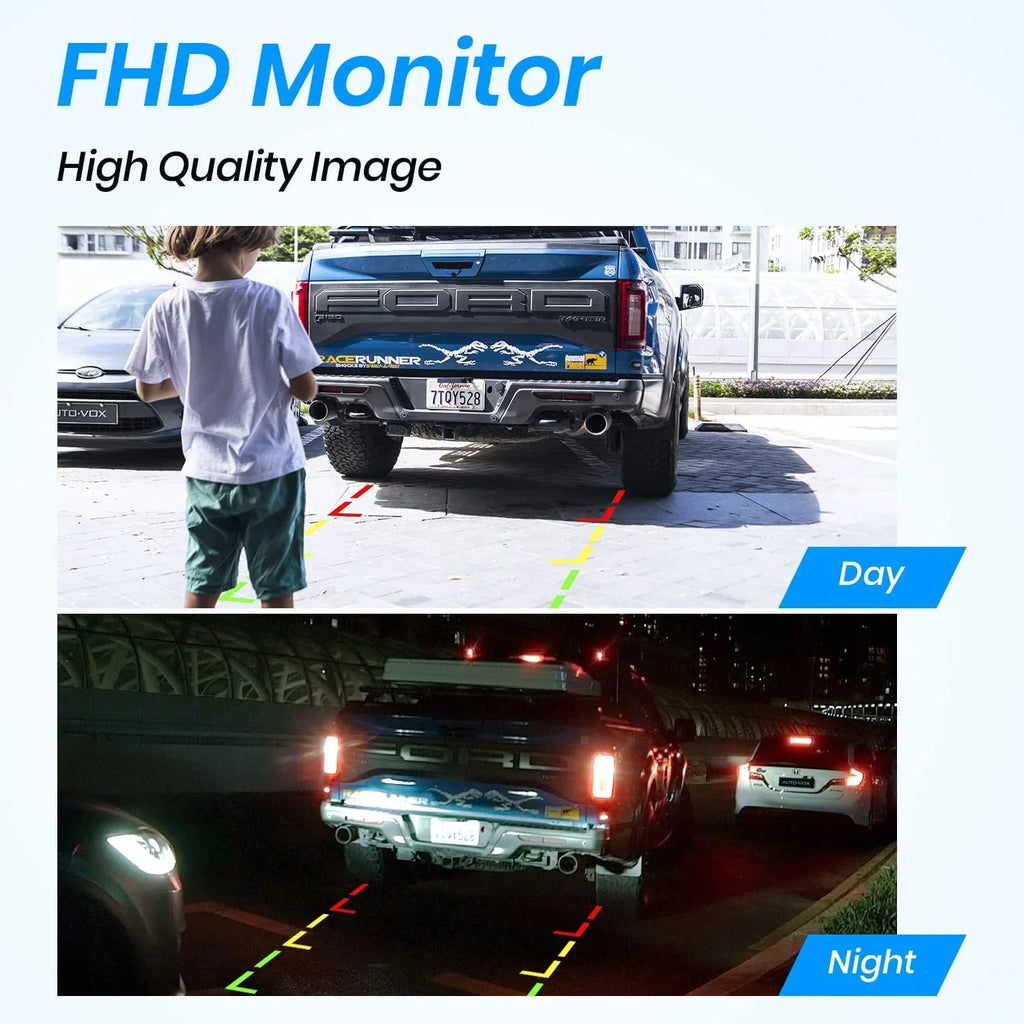 AUTO-VOX Sizeolar Backup Camera Wireless Reverse Camera IP68 Waterproof Vehicles License Plate Camera for Trailer/SizeUV