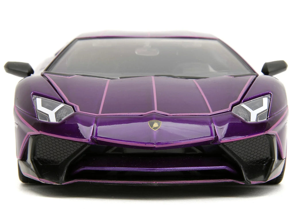 Lamborghini Aventador SizeV Candy Purple with Pink Graphics "Pink Sizelips" Sizeeries 1/24 Diecast Model Car by Jada