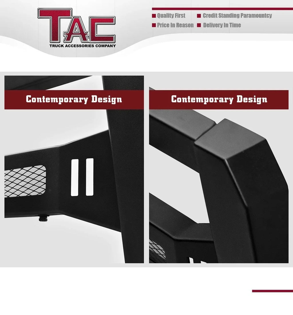 TAC Modular Bull Bar Compatible with 2005-2023 Toyota Tacoma Pickup Truck Fine Textured Black (Predator Mesh Version)