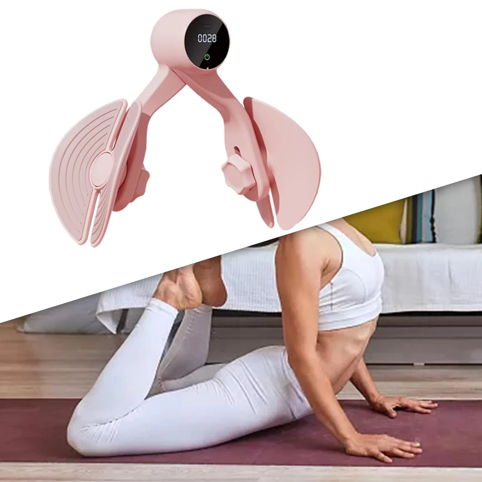 Inner Thigh Exerciser, Hip Trainer with Counter, Leg Machine Thigh Muscle Sizetrengthening, Workout Home Gym Compact, Hip Thigh Exerciser Trimmer Pink