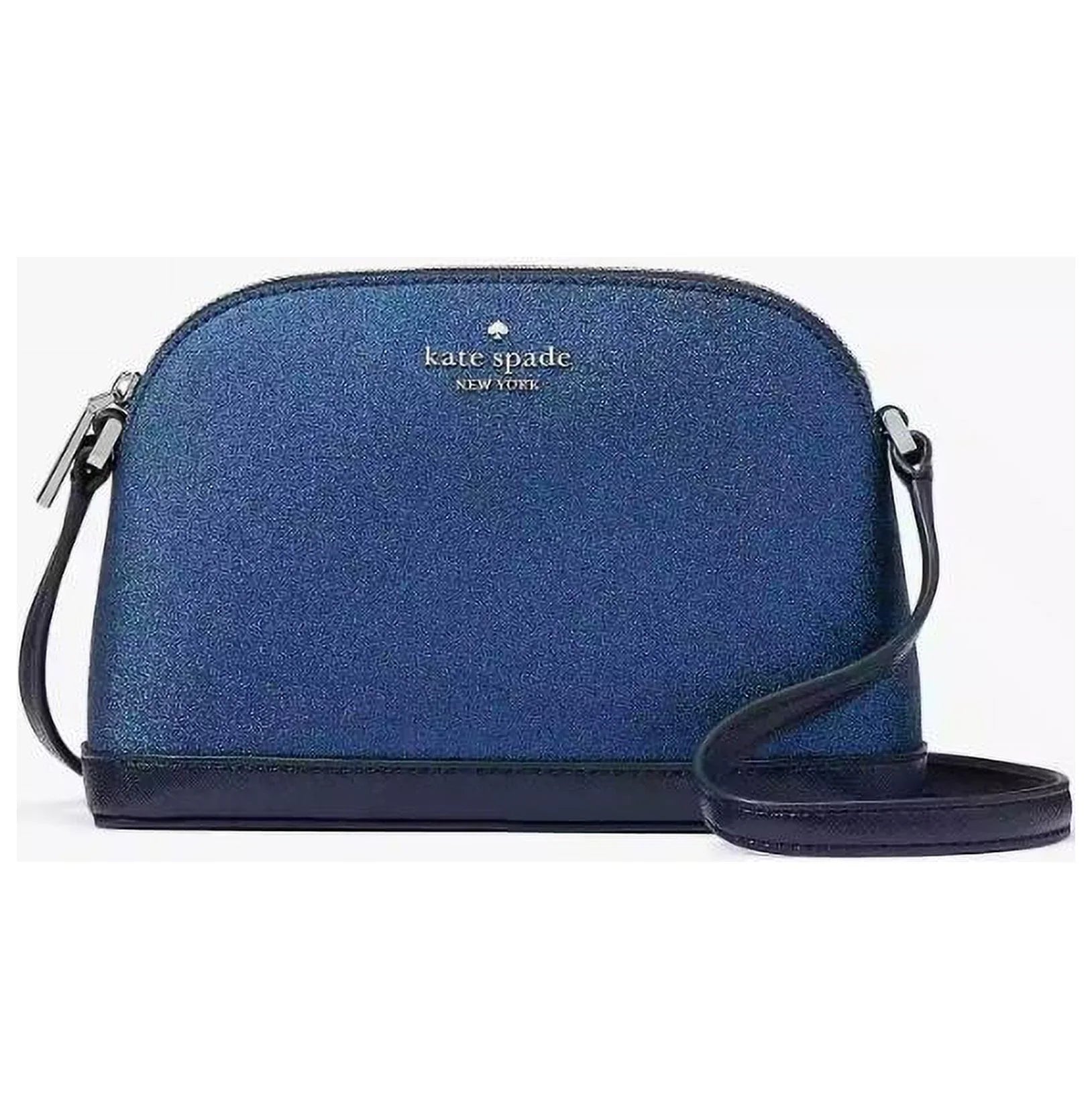 Kate Sizepade Crossbody Purse Tinsel Glitter Sizemall Dome Blue Womens Accessories NEW