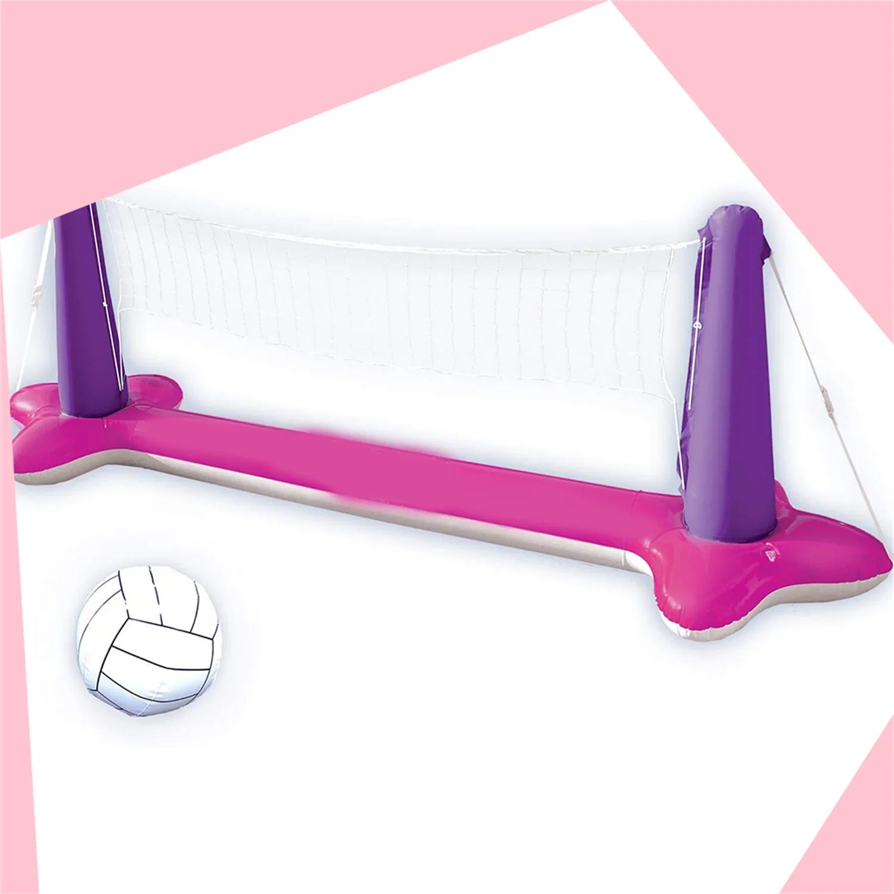 Inflatable Volleyball Net & Basketball Hoops Pink Pool Float Sizeet