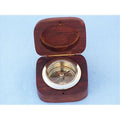Brass Desk Compass With Rosewood Box 3 in. Compasses Decorative Accent