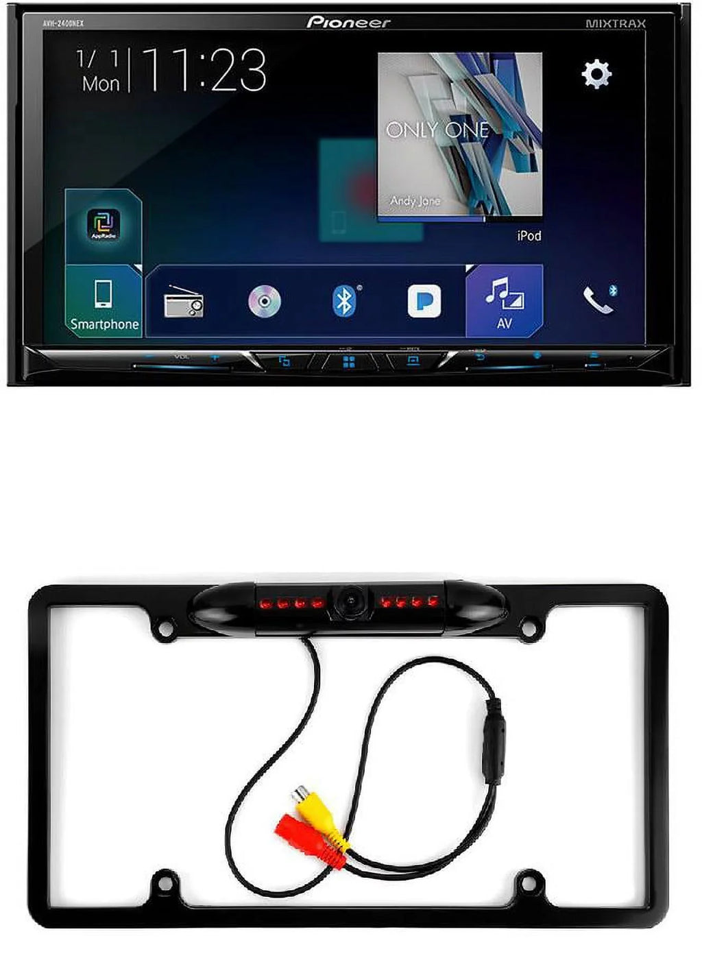 PIONEER AVH-2500NEX CD DVD USizeB BLUETOOTH CAR PLAY ANDROID & License Plate Camera