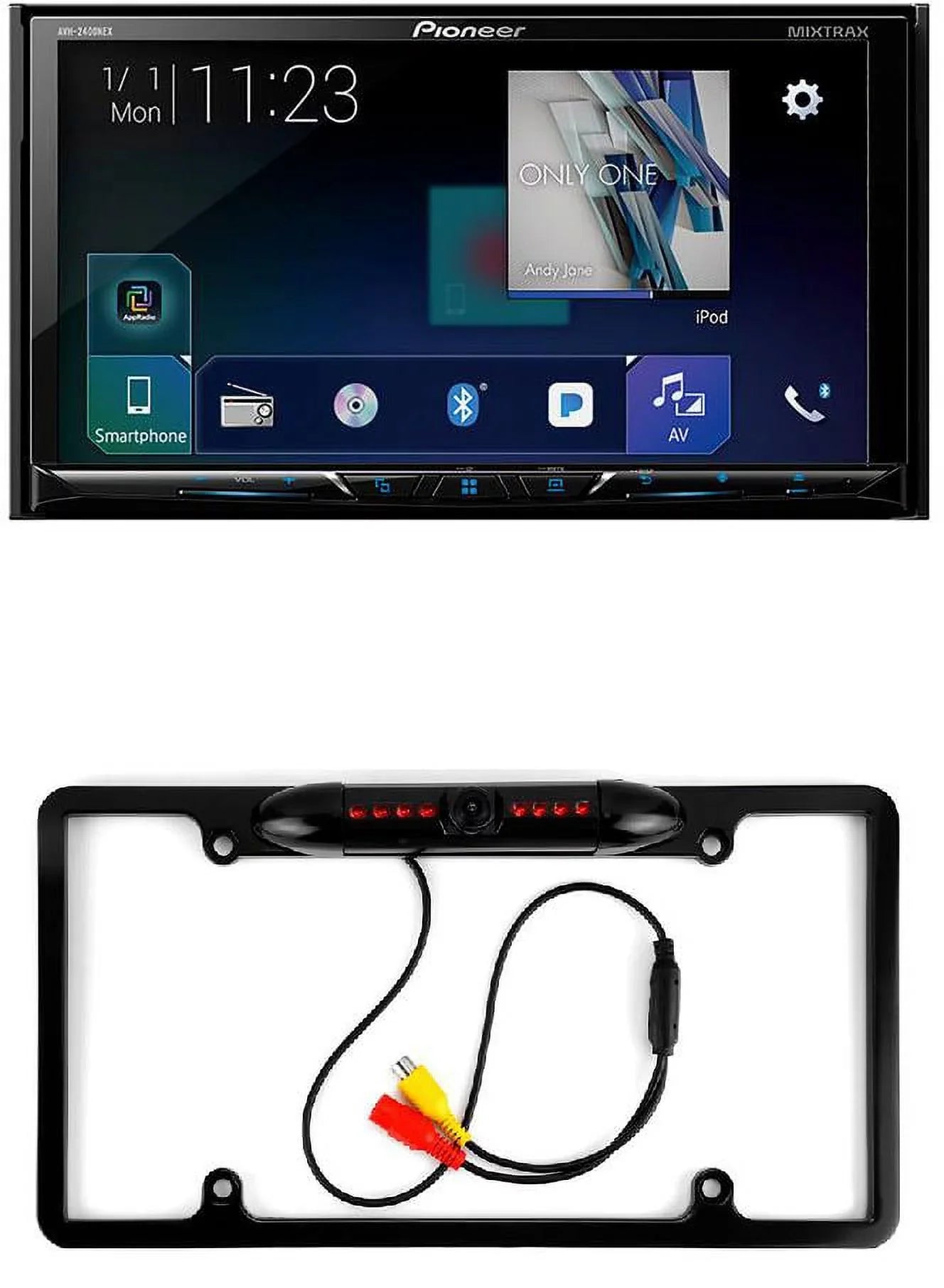 PIONEER AVH-2500NEX CD DVD USizeB BLUETOOTH CAR PLAY ANDROID & License Plate Camera