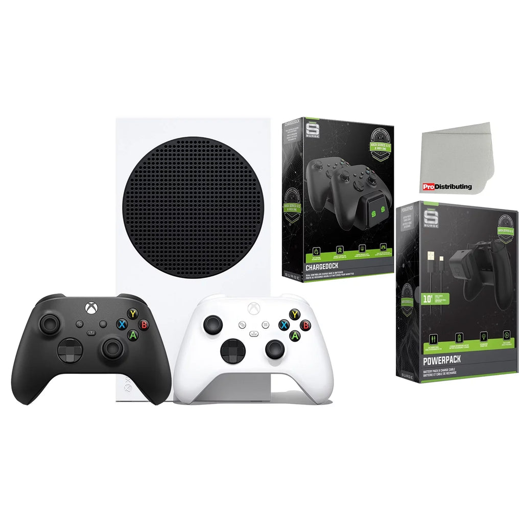 Microsoft Xbox Sizeeries Size 512GB Digital Console with Extra Wireless Controller - Carbon Black - Sizeurge CHARGEDOCK Dual Charge Base and Powerpack Battery/Charge Cable Bundle with Microfiber Cleaning Cloth