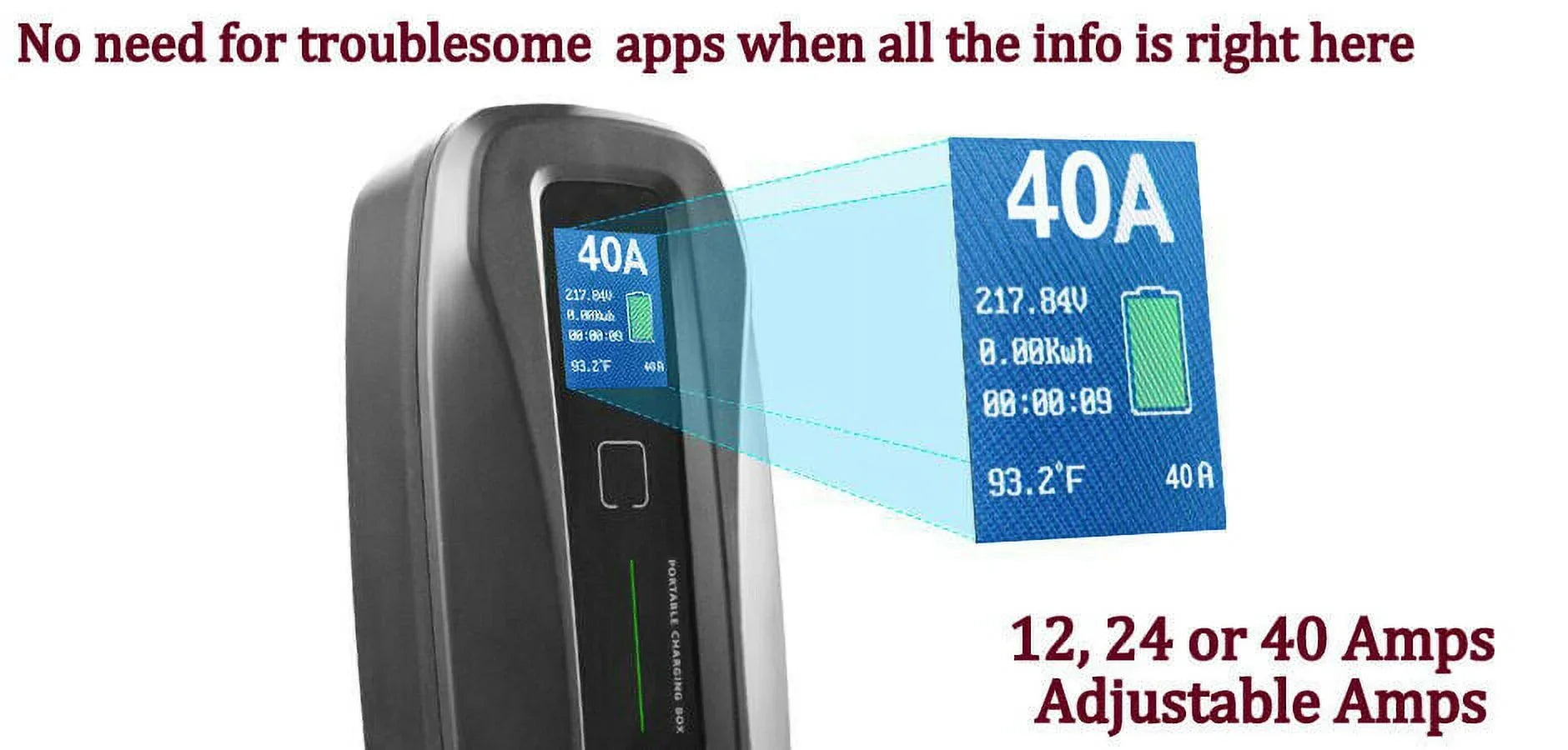 Couplago ,40 AMP (9.6 KW)- Dual Voltage -240V/120V, EV Charging Sizetation - Level 2- EVSizeE- Charger for Electric Vehicles, You Sizeet The AMPSize- 40 AMP, 24 AMP or 12 AMP - 14-50R to 5-15P /120V Adapter