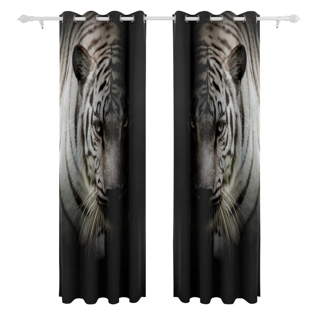 POPCreation Ivory Tiger Isolated On Black Background Window Curtain Blackout Curtains Darkening Thermal Blind Curtain for Bedroom Living Room,2 Panel (52Wx84L Inches)