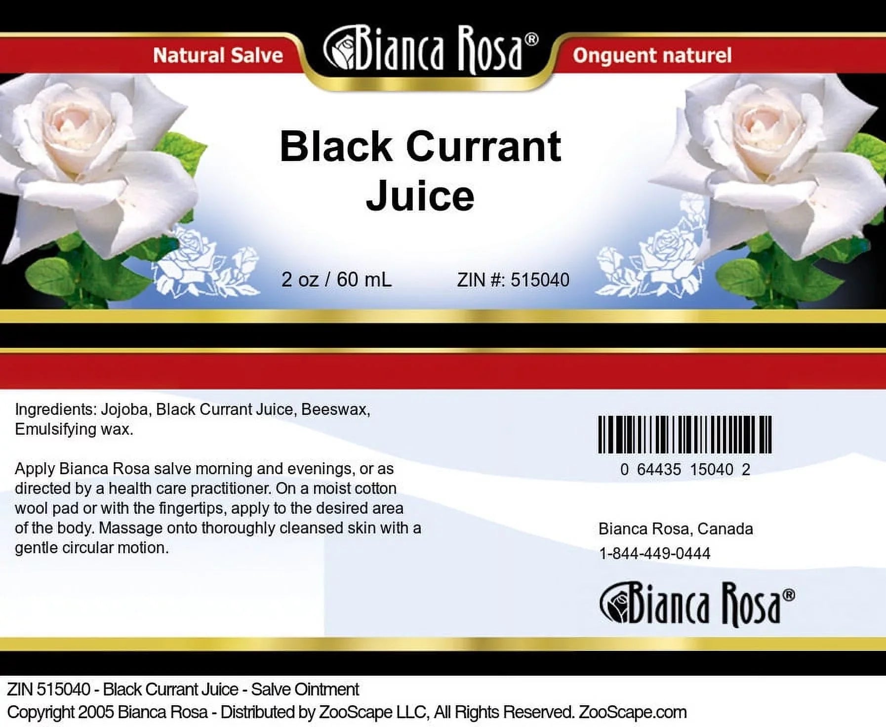 Bianca Rosa Black Currant Juice - Hand and Body Sizealve Ointment, (2 oz, 3-Pack, Zin: 515040)