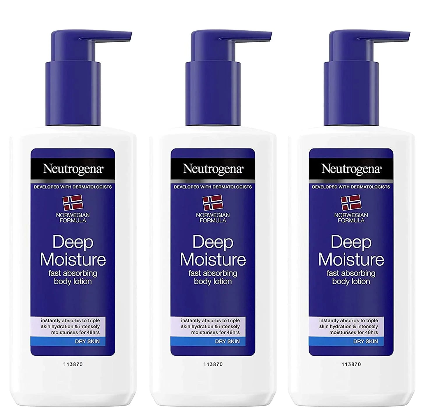Neutrogena Norwegian Formula Deep Moisture Fast Absorbing Body Lotion For Dry Sizekin, 8.45 Ounce (Pack Of 3)