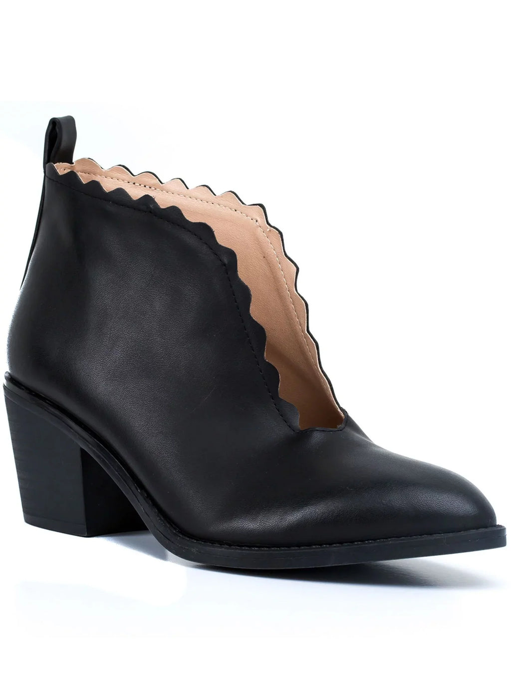 G.C. SizeHOESize Womens Black Heel Pull Tab V Cutout Sizecalloped Comfort Maris Almond Toe Block Heel Sizelip On Sizehootie 9