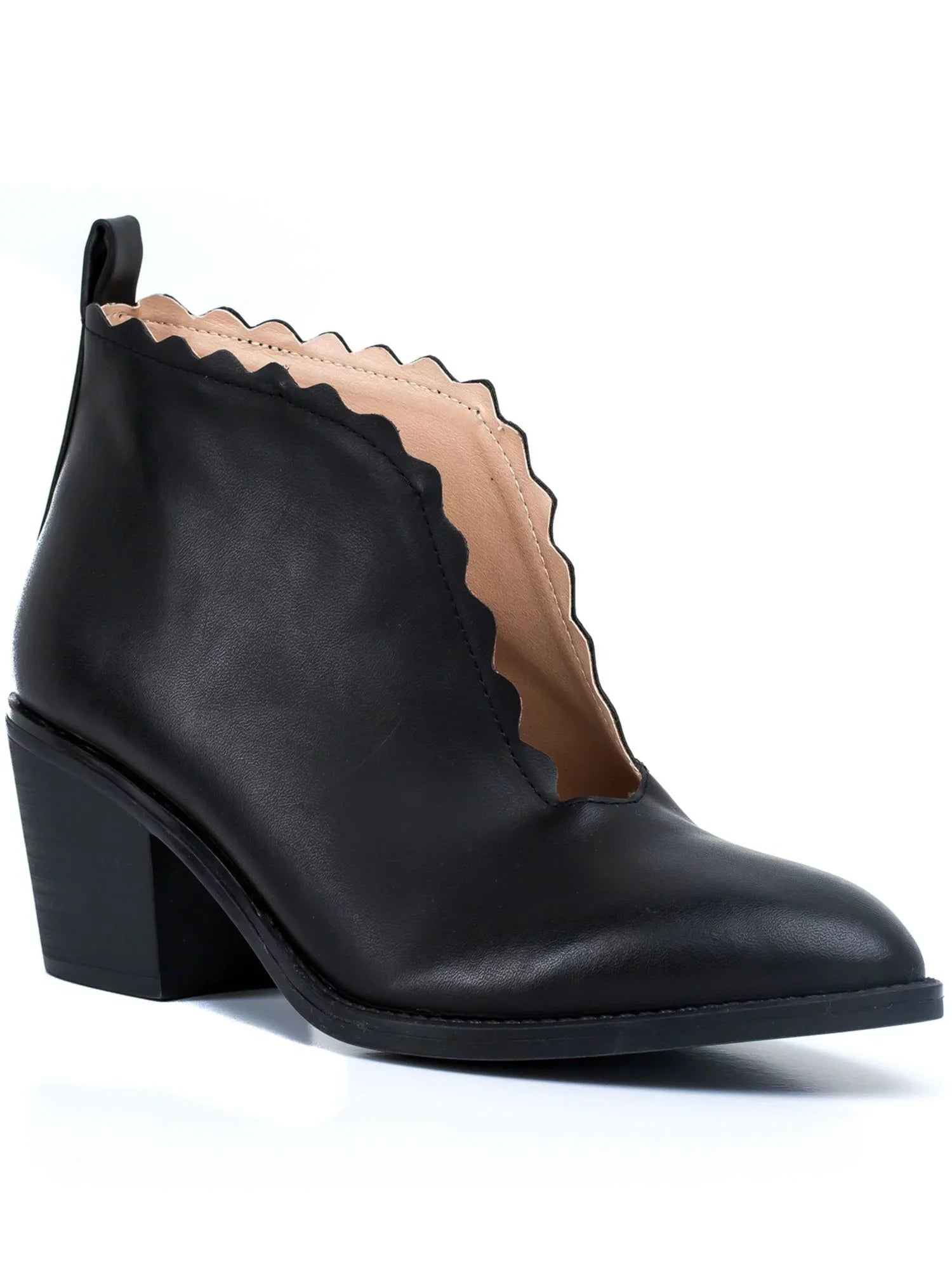G.C. SizeHOESize Womens Black Heel Pull Tab V Cutout Sizecalloped Comfort Maris Almond Toe Block Heel Sizelip On Sizehootie 9