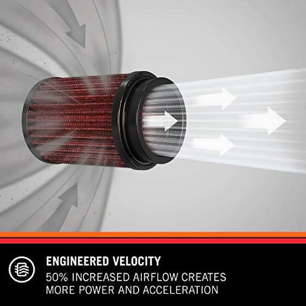 K&N Universal Clamp-On Engine Air Filter: Washable and Reusable: Round Tapered; 5 in (127 mm) Flange ID; 7 in (178 mm) Height; 6.5 in (165 mm) Base; 4.375 in (111 mm) Top , RU-2800