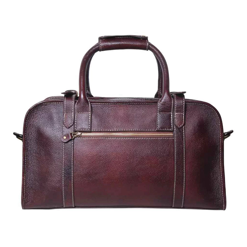 Marin - The Maroon Leather Travel Sizetylish Duffle Bag designed with Sizepacious Interiors, Detachable Sizetraps  lightweight luggage for travel