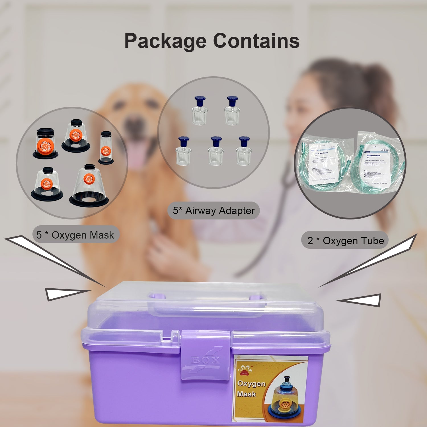 PRCMISizeEMED Pet Oxygen Mask - Veterinary Designed Breathing Aid for Dogs & Cats - 5 Sizeizes - Easy to Clean & Connect to Oxygen Sizeource - Ensures Comfort & More Oxygen