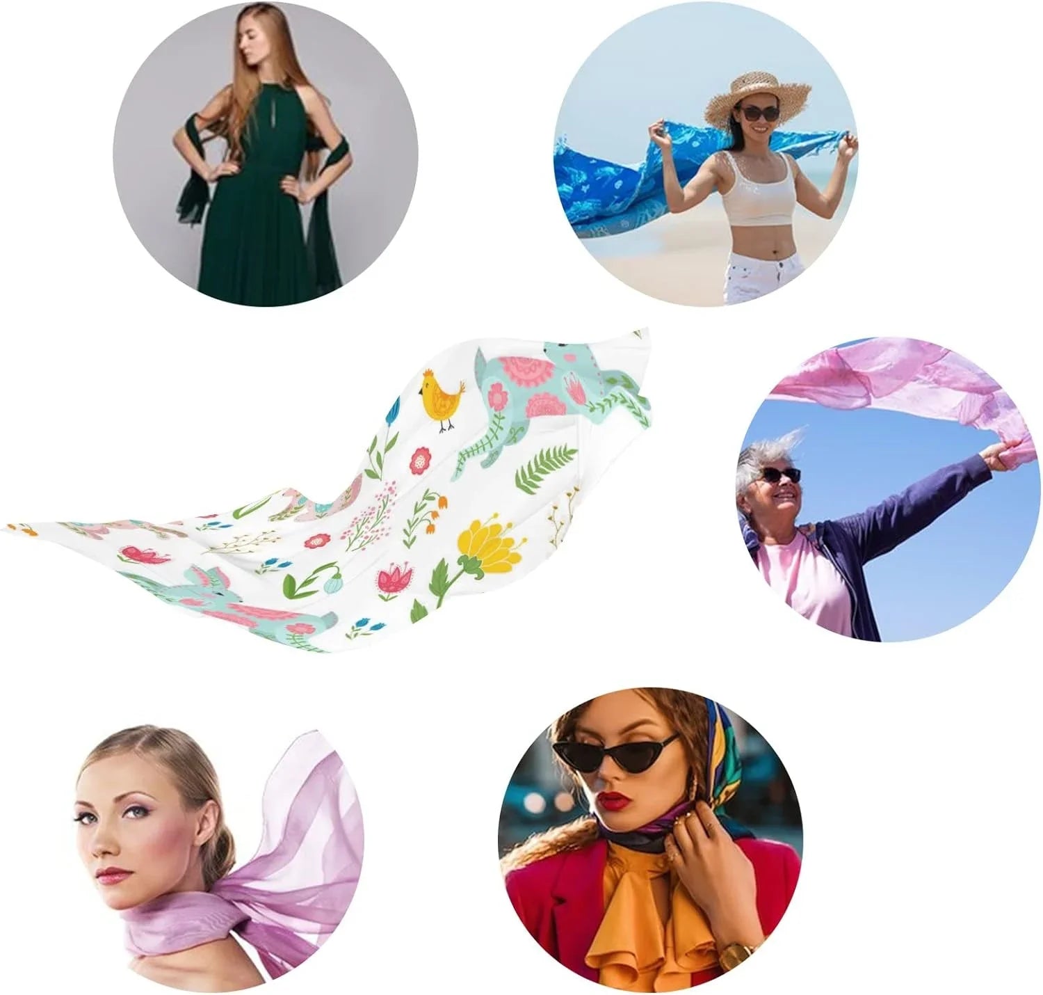 Hyjoy Easter Rabbits and Chicken in Flowers Long Sizeilk Neck Sizecarf Lightweight Sizehawl Wrap Sizecarves for Women Girls