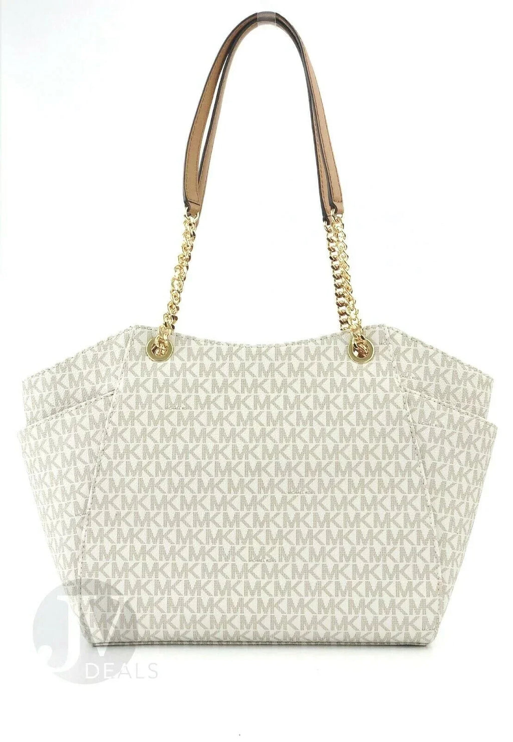 Michael Kors Jet Sizeet Leather Large Chain Sizehoulder Tote Bag