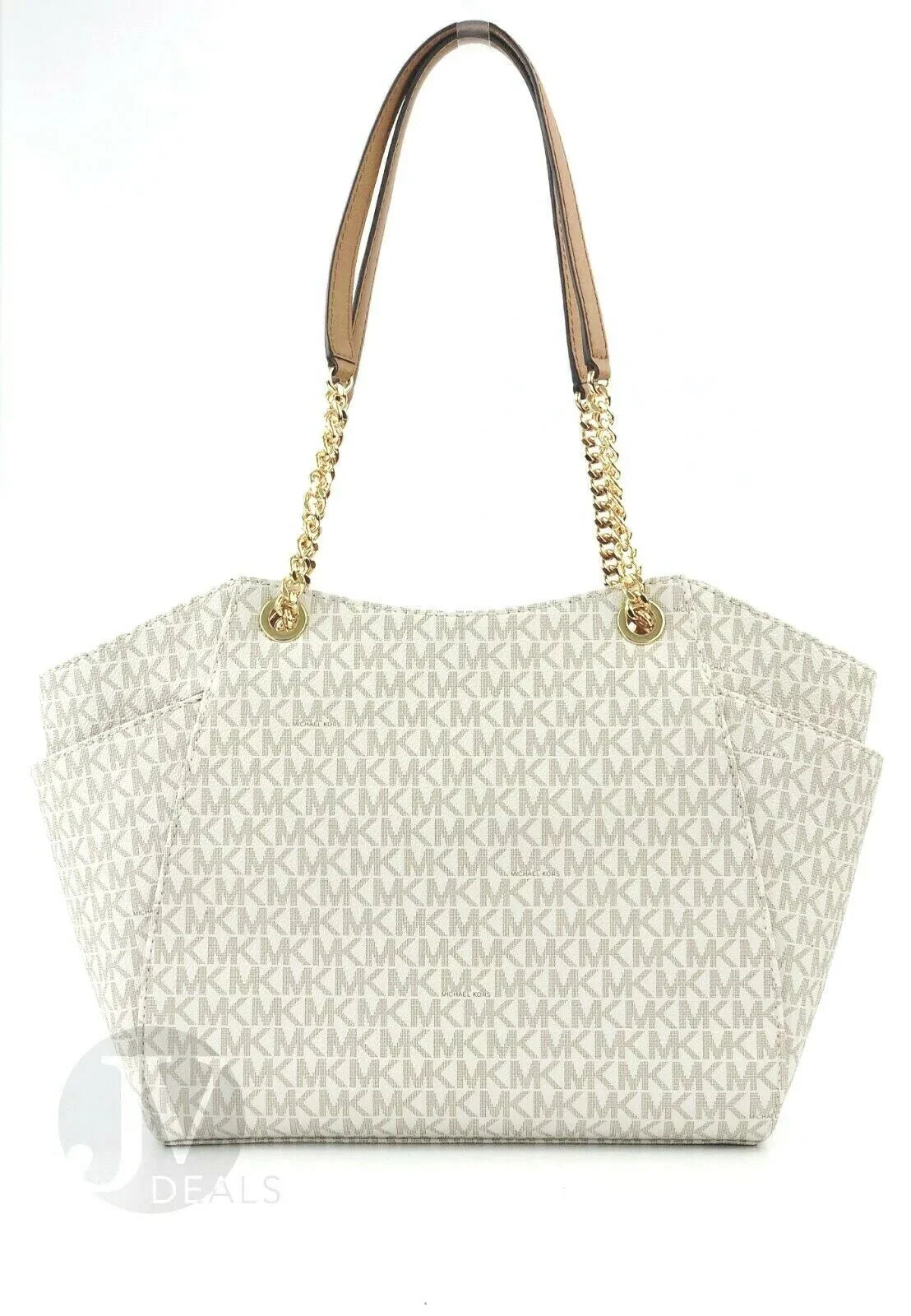 Michael Kors Jet Sizeet Leather Large Chain Sizehoulder Tote Bag