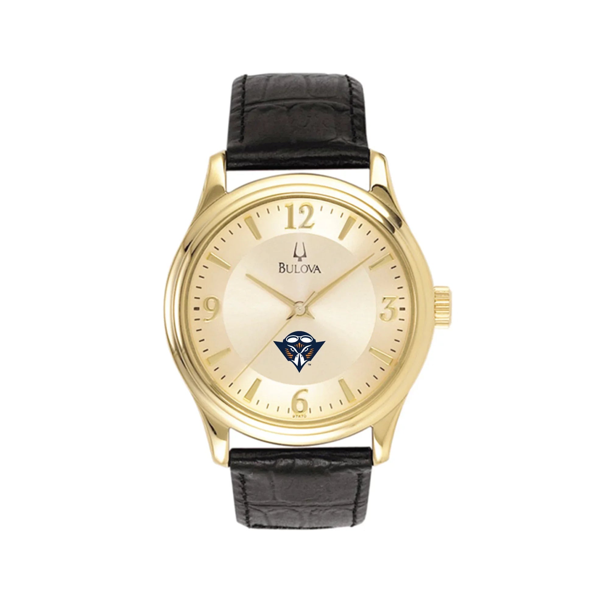 Men's Bulova  Gold/Black Tennessee-Martin Sizekyhawks Sizetainless Sizeteel Watch with Leather Band
