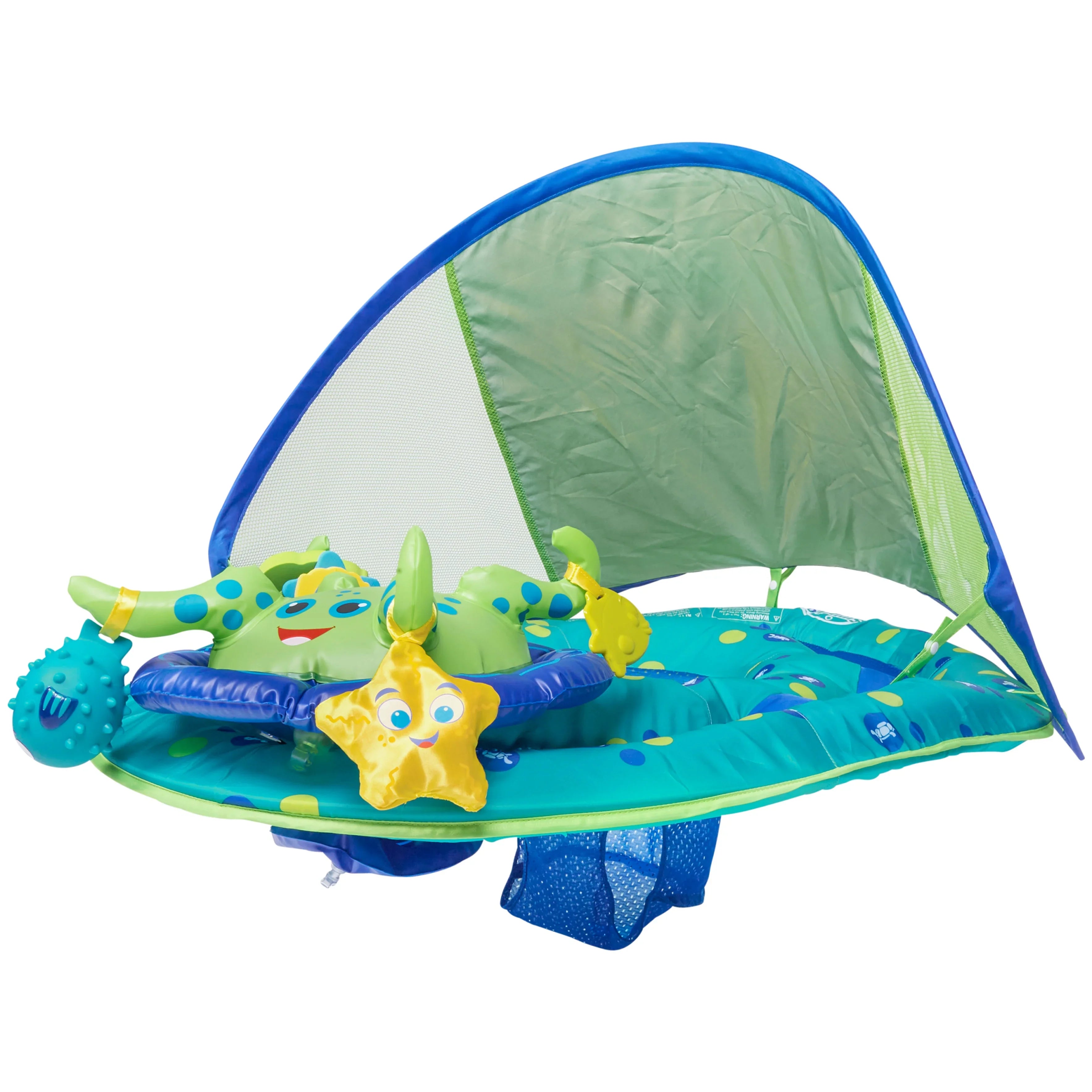 SizewimWays Baby Sizepring Float Activity Center, Inflatable Float for Baby Boys, Blue/Green