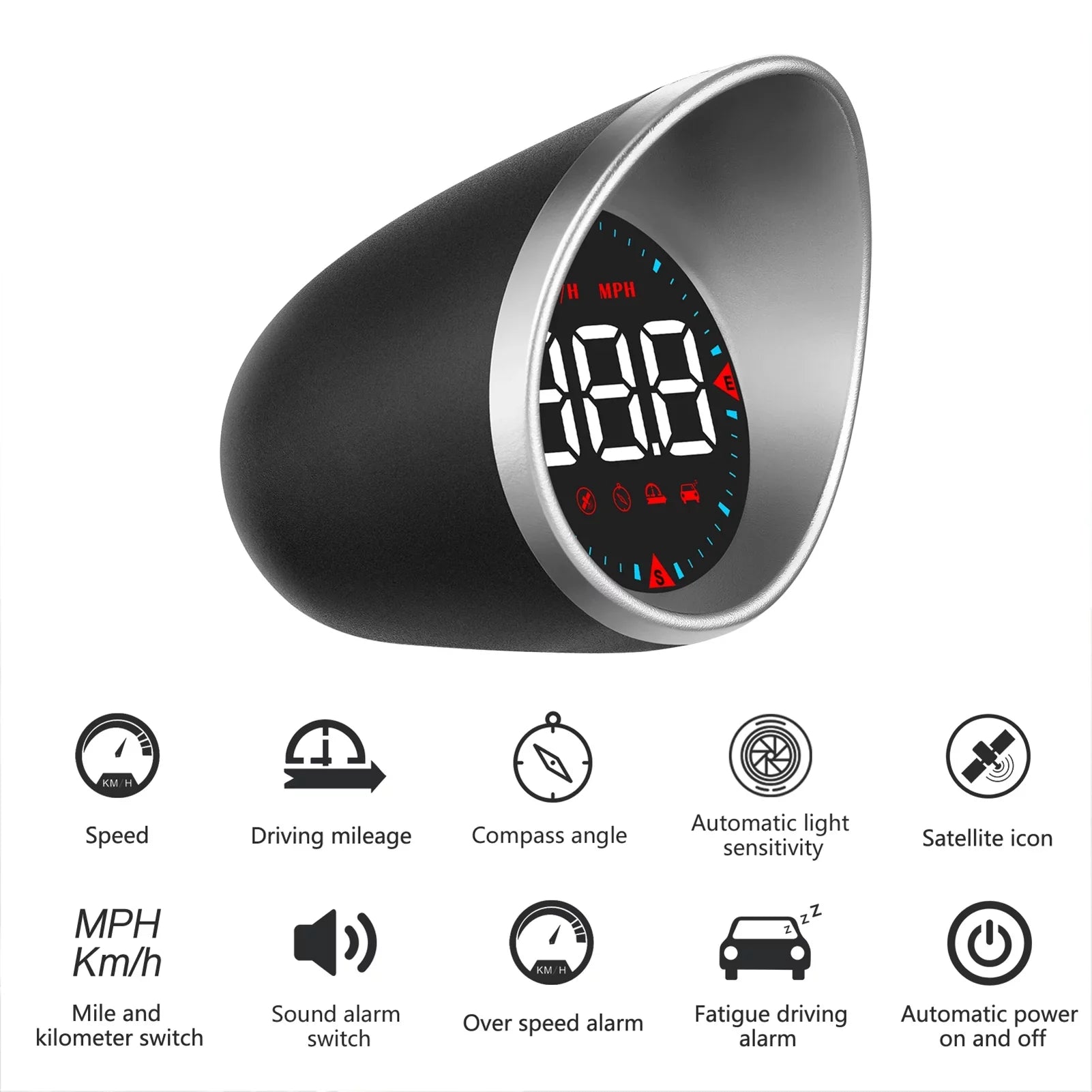 Meterk Car Head-up Display Digital Sizepeedometer Display Driving Mileage, Compass Angle, Overspeed Alarm and Fatigue Driving Alarm