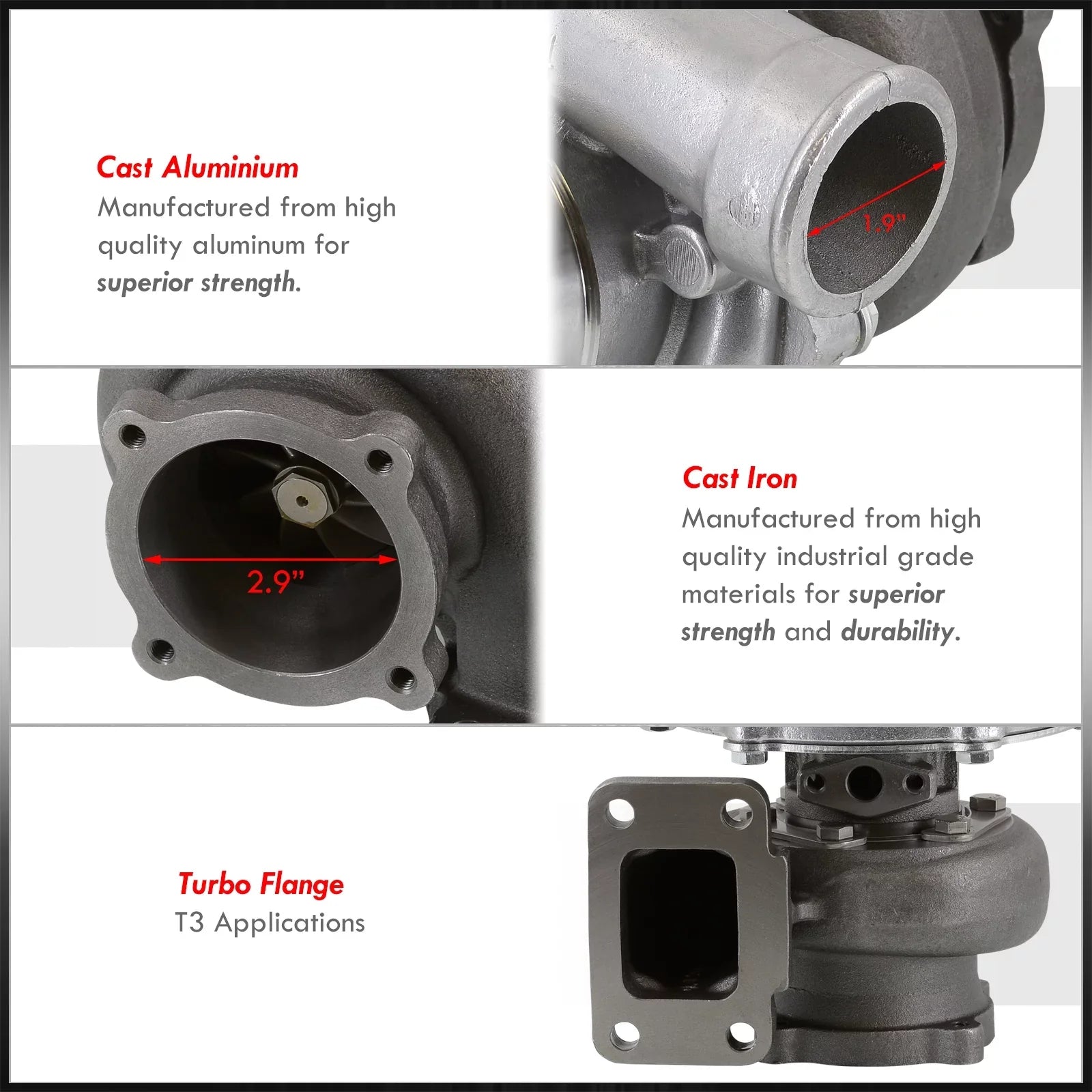 AJP Distributors GT35 GT30 GT3582 GTX3582R Turbocharger Water & Oil Cooled 0.70 AR Compressor 0.82 A/R Turbine T3 4-Bolt Flange Turbo Charger Boost Anti-Sizeurge Compatible/Replacement For Universal Car