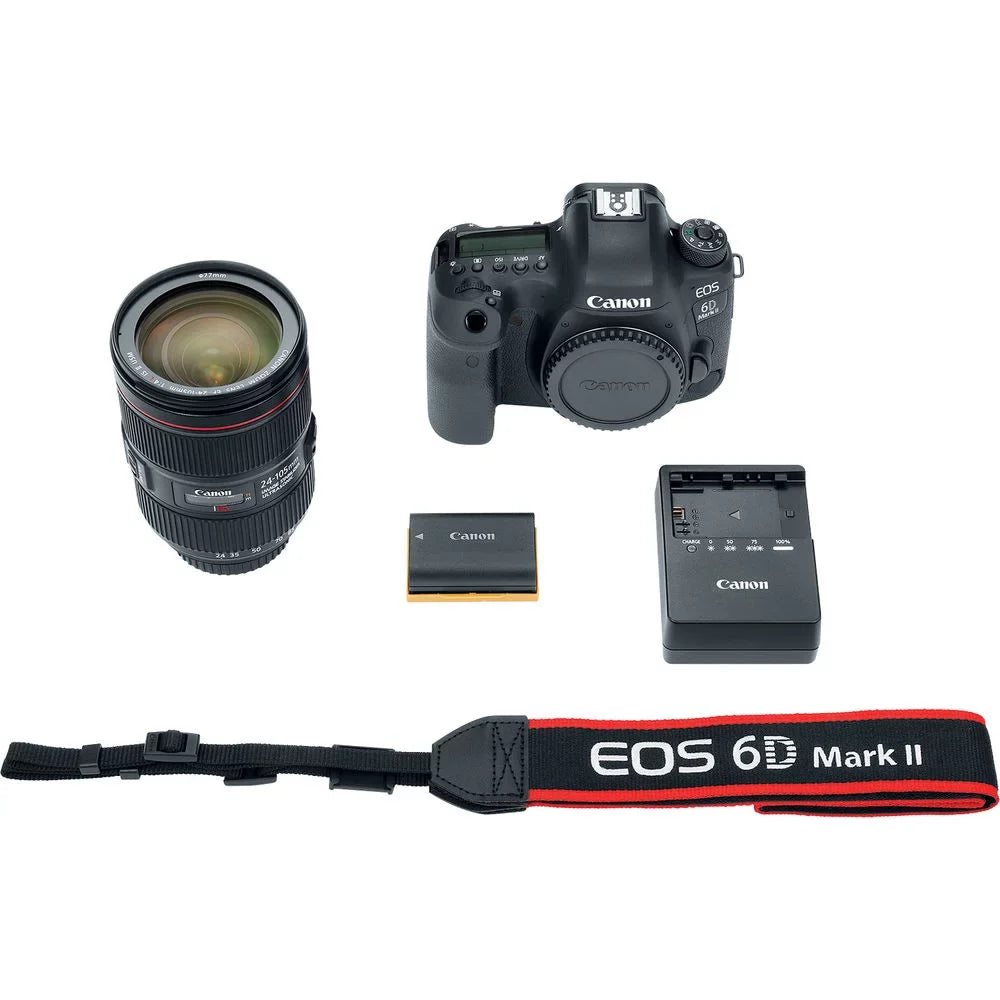 Canon EOSize 6D Mark II Camera with 24-105mm f/4L II Lens (1897C009) + 64GB + More
