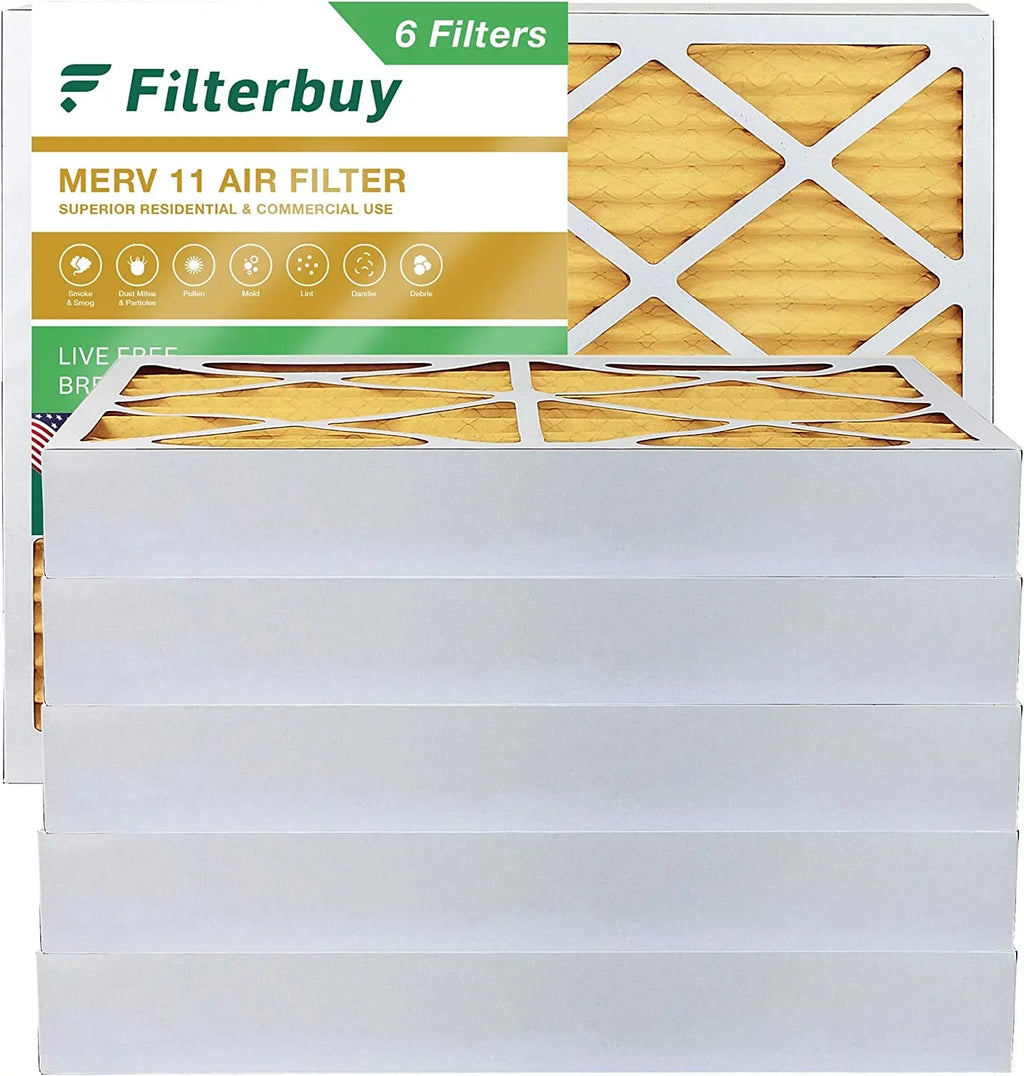 Filterbuy 20x24x4 MERV 11 Pleated HVAC AC Furnace Air Filters (6-Pack)