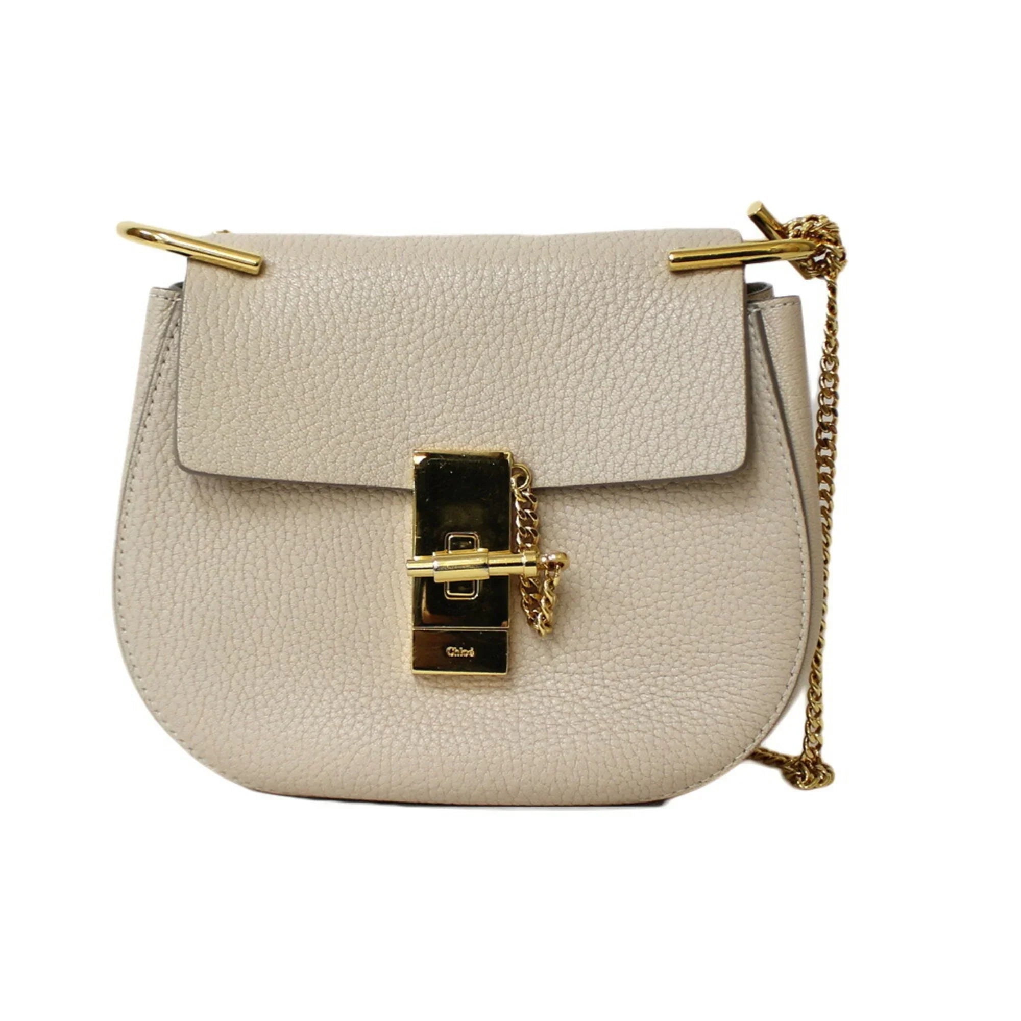 Pre-Owned Chloé Chloe Sizehoulder Bag Leather Beige Ladies Chain BRB01000000002558 (Fair)