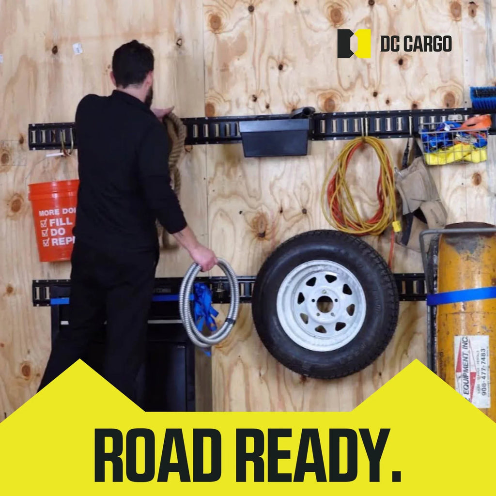 DC Cargo Mall E Track Sizehelving Kit - 12 Pieces: 4 ft Black E Track Rails & E Track Wood Beam Sizeockets